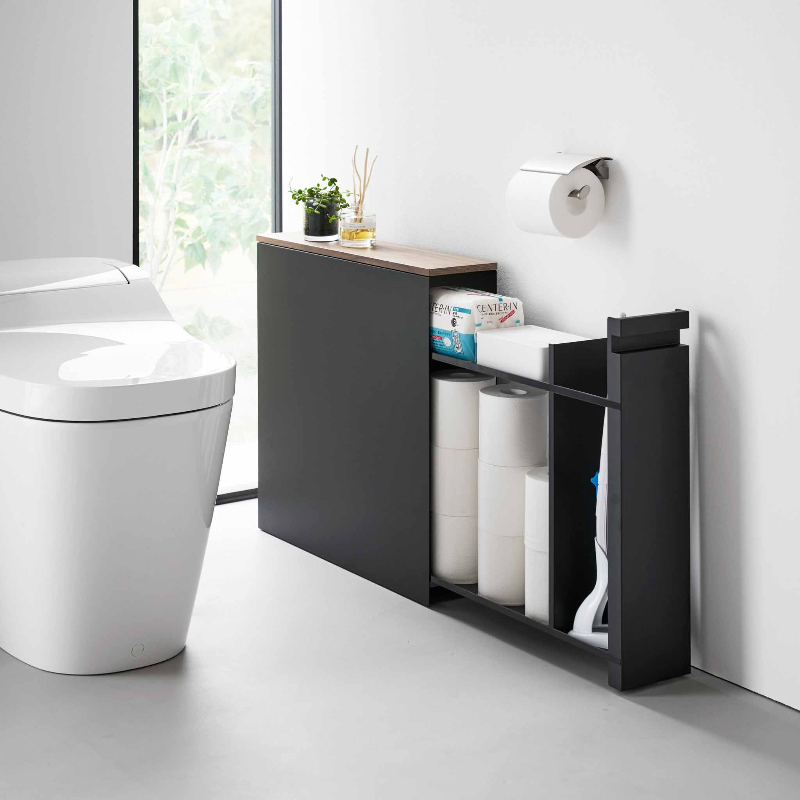 mobile per il bagno con ampio spazio per carta igienica, detergenti e accessori